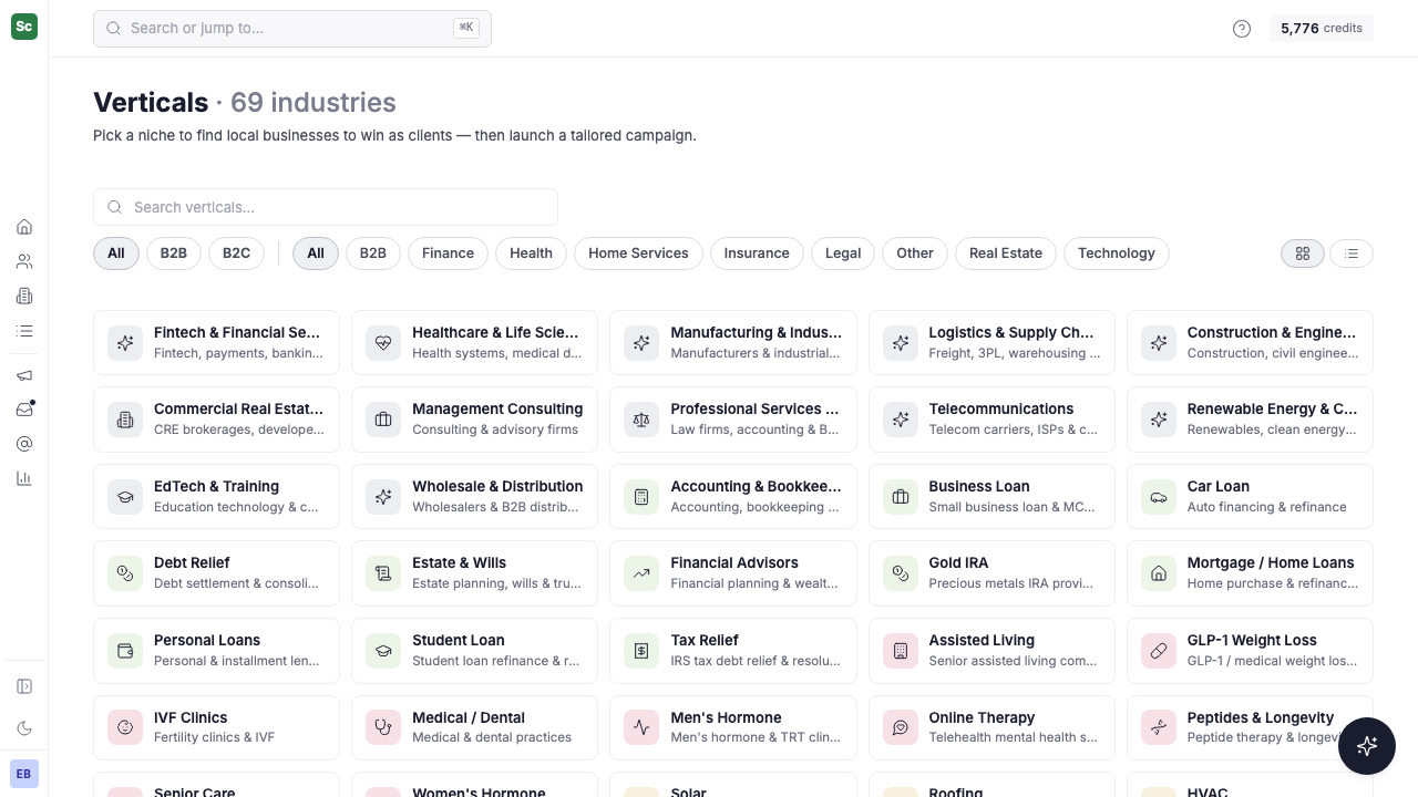 The Scrupp Verticals library of niche industry presets
