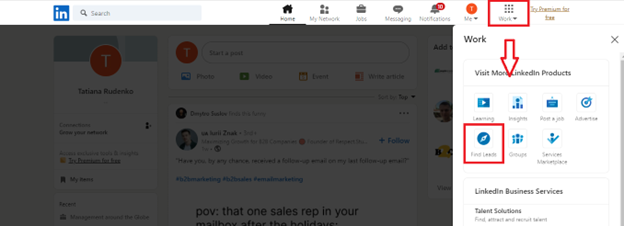 Instruction to trial LinkedIn Sales Navigator