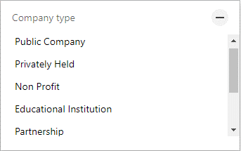 Company type filter