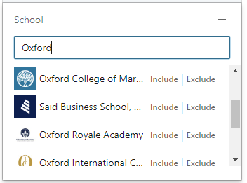 School filter on Sales Navigator