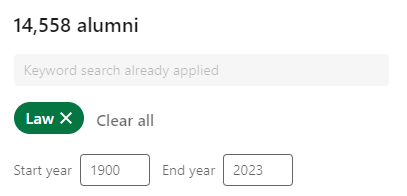 Number of Law alumni from Oxford