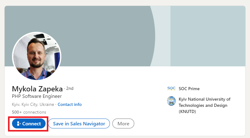 Connecting of 2nd connection profile on LinkedIn