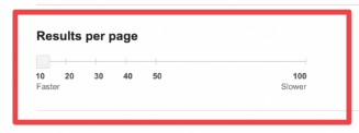 Filter "Results per page" on Google 