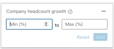 Company headcount growth filter